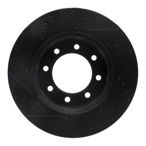 Dodge Ram 2500 Brake Rotor (1) - Front Right - R1 Concepts - Drilled & Slotted - Black - `09-`25